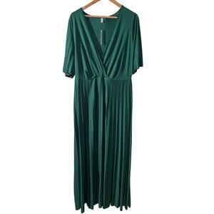 ASOS Dress Women's Size 14 Green Accordion Pleated Elegant Event Party